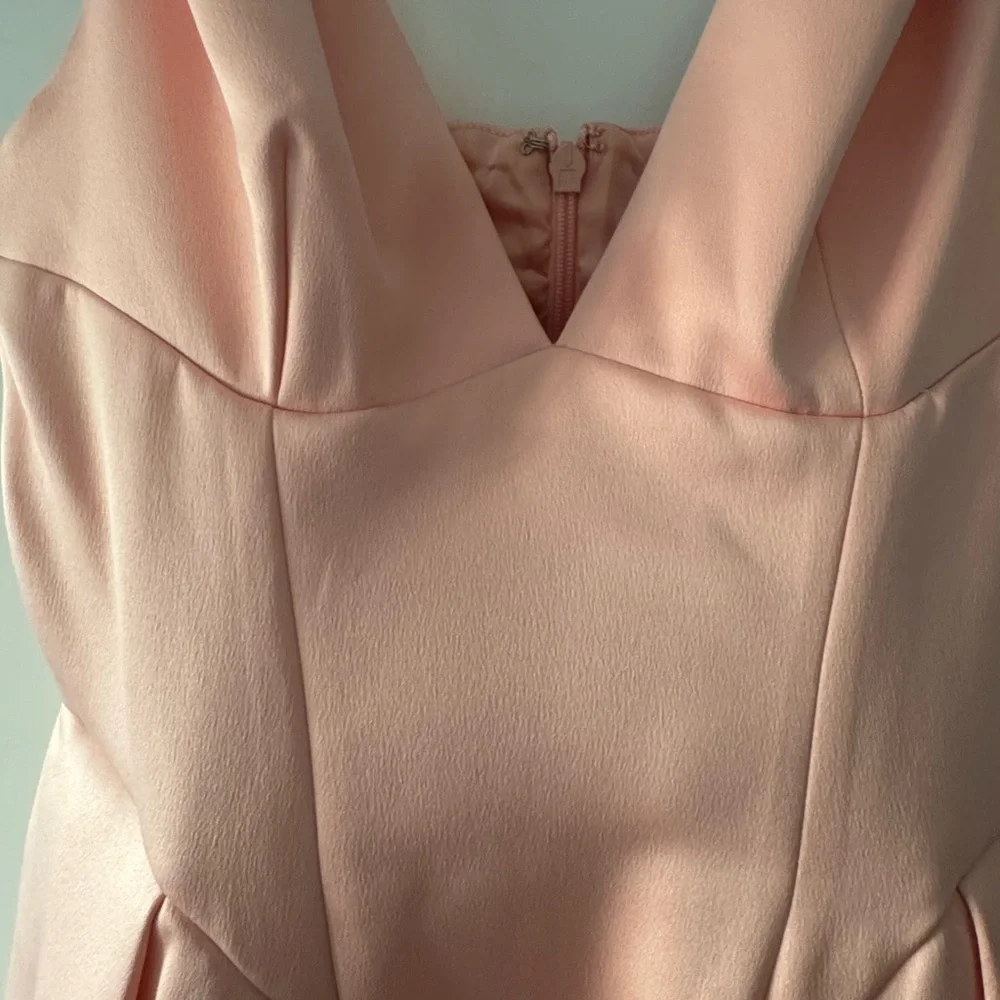 House of CB Peach Satin Pleated Midi Dress. - Picture 3 of 12